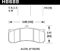 Колодки тормозные HB688F.710 HAWK HPS PROMA 6 порш, AP Racing, Stop Tech, JBT, Alcon, HPB, XYZ 18 mm
