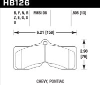 Колодки тормозные HB126S.505 HAWK HT-10 Early Corvette 13 mm