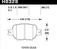 Колодки тормозные HB328Z.685 HAWK PC передние TOYOTA Celica, Corolla Verso