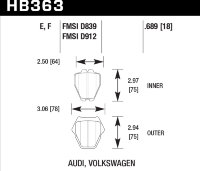 Колодки тормозные HB363E.689 HAWK Blue 9012 Audi A6 Quattro, A8, A8 Quattro, S4 & S6 - 8 Pad Set