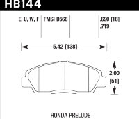 Колодки тормозные HB144W.719 HAWK DTC-30; Honda Prelude 18mm