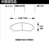 Колодки тормозные HB856F.667 HAWK HPS Honda Pilot; Cadillac XT5; XT6