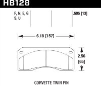 Колодки тормозные HB128S.505 HAWK HT-10 Corvette Twin Pin 13 mm
