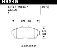 Колодки тормозные HB245G.631 HAWK DTC-60 Honda 16 mm