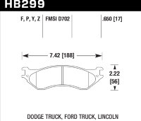 Колодки тормозные HB299Z.650 HAWK PC передние LINCOLN / DODGE / FORD