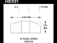 Колодки тормозные HB331Q1.17 HAWK DTC-80; AP Racing, Brembo 30mm