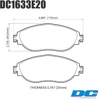 Колодки тормозные DC1633E20 DC Brakes  RT.2 перед VW GOLF VII; Passat 362; AUDI A3 8V1