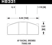 Колодки тормозные HB331U1.17 HAWK DTC-70 AP Racing, Brembo 30 mm