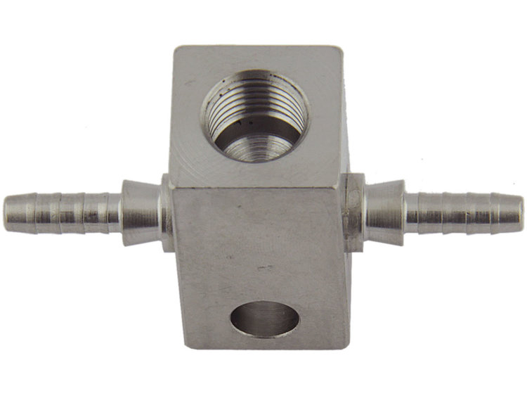 Тройник Goodridge crimp-М10x1-crimp, обатный конус нерж сталь, SP-203