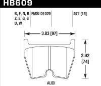 Колодки тормозные HB609Z.572 HAWK PC  Brembo 8 поршней; JBT FB8P; (комплект 8 шт)
