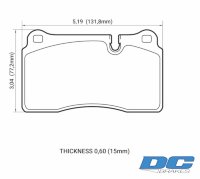 Колодки тормозные DC1129V15 DC brakes STREET STR.S, перед MMC LANCER EVO V-X; SUBARU WRX STI