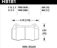 Колодки тормозные HB181E.660 HAWK Blue 9012 передние Nissan Skyline GT-R R33 / R34; Honda Integra