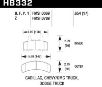 Колодки тормозные HB332P.654 HAWK SD передние CADILLAC / CHEVROLET