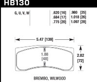 Колодки тормозные HB130Q.980 HAWK DTC-80; Brembo, Wilwood 25mm