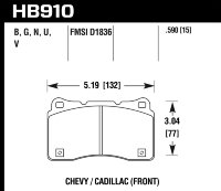 Колодки тормозные HB910U.590 DTC-70 передние Lancer Evo V-X; SUBARU WRX STI; MEGAN RS; TESLA S, X