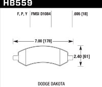 Колодки тормозные HB559Y.695 HAWK LTS перед DODGE RAM 1500, DURANGO